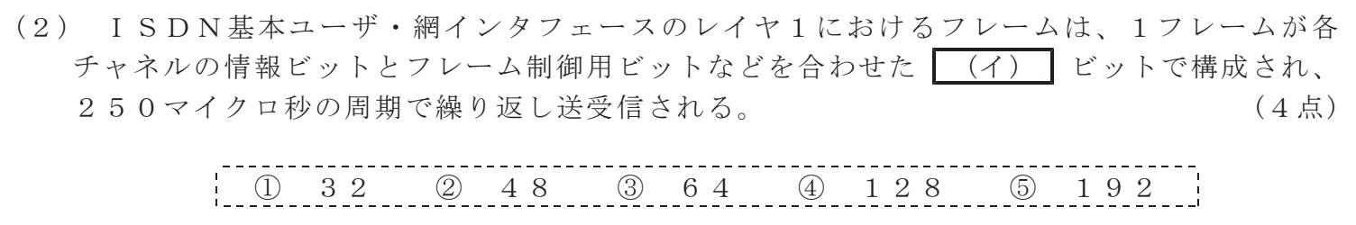令和３年度 第１回 第一級アナログ通信 技術及び理論 第2問(2)の試験問題原本画像