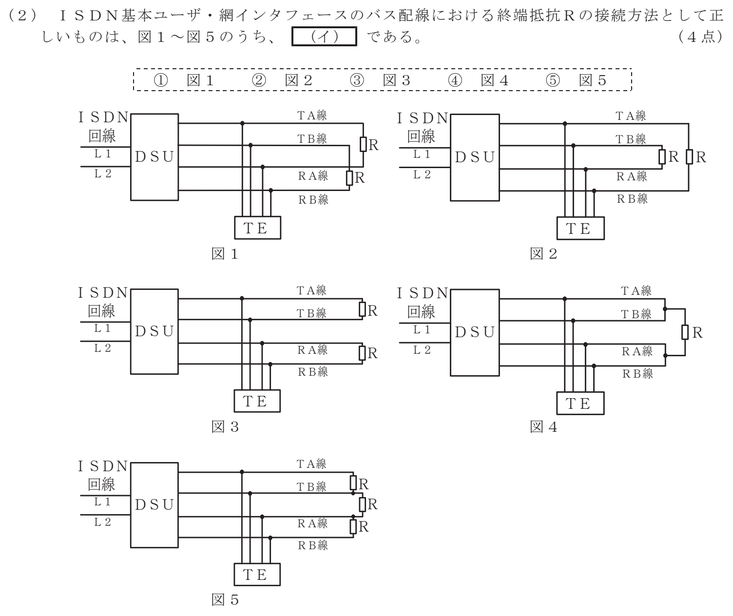 令和３年度 第１回 第一級アナログ通信 技術及び理論 第5問(2)の試験問題原本画像