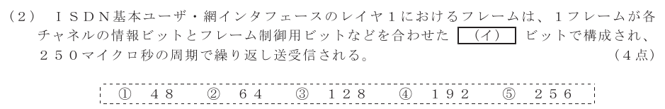 令和６年度 第１回 第一級アナログ通信 技術及び理論 第2問(2)の試験問題原本画像