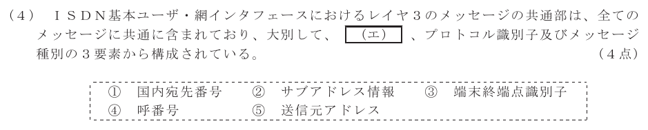 令和６年度 第１回 第一級アナログ通信 技術及び理論 第2問(4)の試験問題原本画像