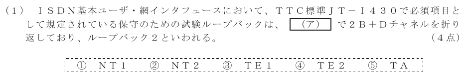 令和６年度 第２回 第一級アナログ通信 技術及び理論 第2問(1)の試験問題原本画像