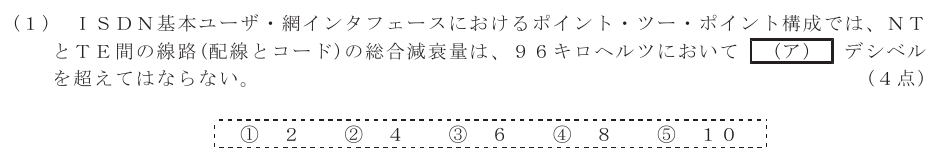 令和７年度 第２回 第一級アナログ通信 技術及び理論 第5問(1)の試験問題原本画像