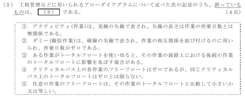 令和７年度 第２回 第一級アナログ通信 技術及び理論 第5問(5)の試験問題原本画像