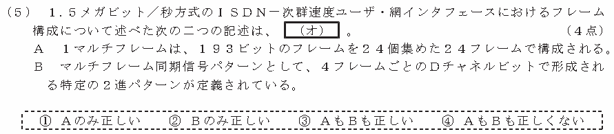 令和８年度 第１回 第一級アナログ通信 技術及び理論 第2問(5)の試験問題原本画像