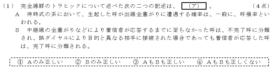 令和８年度 第１回 第一級アナログ通信 技術及び理論 第3問(1)の試験問題原本画像