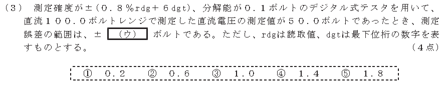 令和８年度 第１回 第一級アナログ通信 技術及び理論 第4問(3)の試験問題原本画像