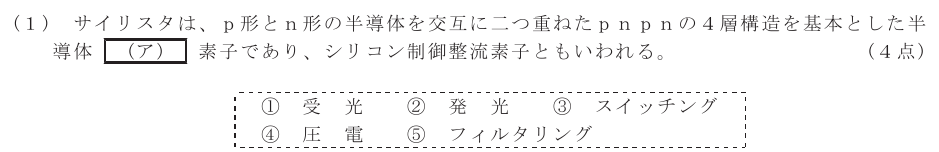 令和３年度 第２回 第一級アナログ通信 第2問(1)の試験問題原本画像