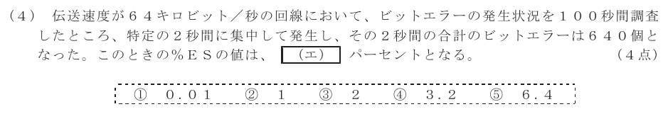 令和３年度 第２回 第一級アナログ通信 第5問(4)の試験問題原本画像