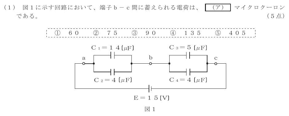 令和５年度 第１回 第一級アナログ通信 第1問(1)の試験問題原本画像