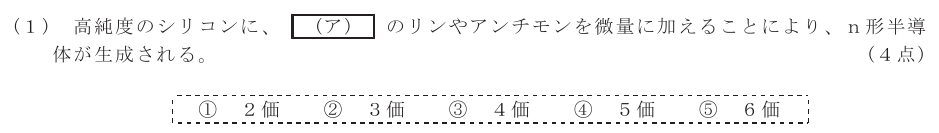 令和５年度 第１回 第一級アナログ通信 第2問(1)の試験問題原本画像