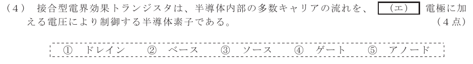 令和６年度 第１回 第一級アナログ通信 第2問(4)の試験問題原本画像