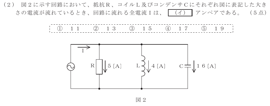 令和８年度 第１回 第一級アナログ通信 第１問(２)の試験問題原本画像