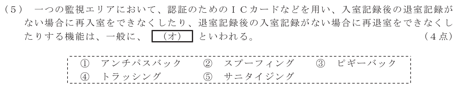 令和４年度 第２回 第一級デジタル通信 技術及び理論 第3問(5)の試験問題原本画像