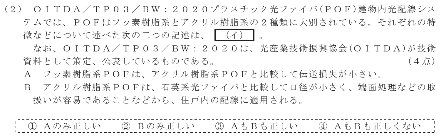 令和４年度 第２回 第一級デジタル通信 技術及び理論 第4問(2)の試験問題原本画像