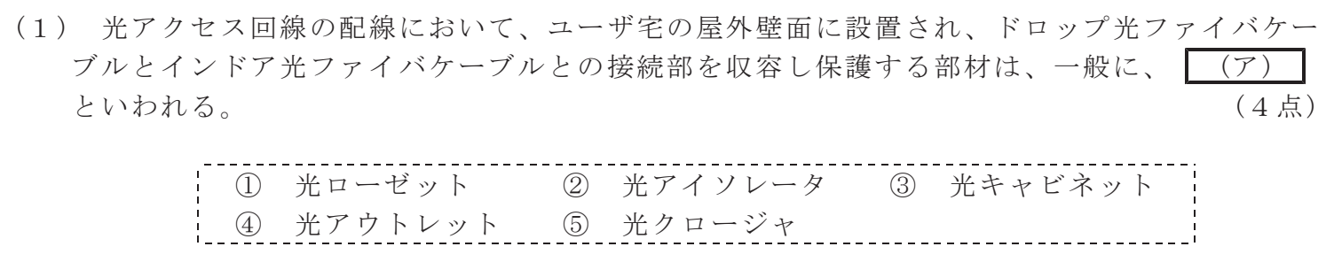 令和５年度 第１回 第一級デジタル通信 技術及び理論 第5問(1)の試験問題原本画像