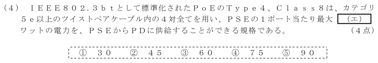 令和５年度 第２回 第一級デジタル通信 技術及び理論 第1問(4)の試験問題原本画像