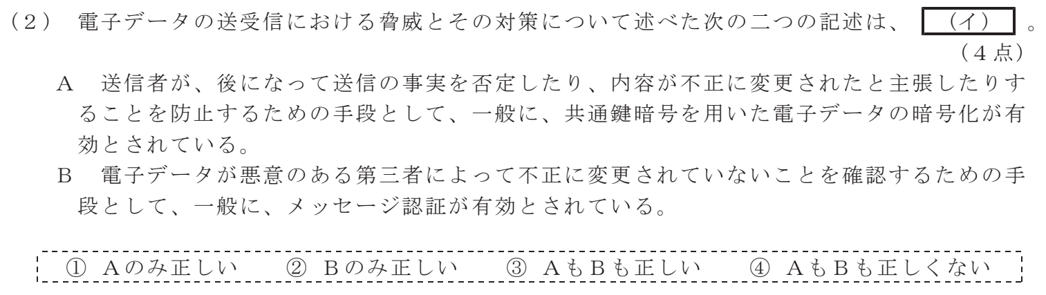 令和５年度 第２回 第一級デジタル通信 技術及び理論 第3問(2)の試験問題原本画像
