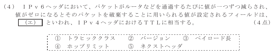 令和６年度 第１回 第一級デジタル通信 技術及び理論 第2問(4)の試験問題原本画像