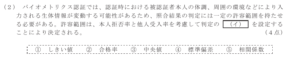 令和６年度 第１回 第一級デジタル通信 技術及び理論 第3問(2)の試験問題原本画像