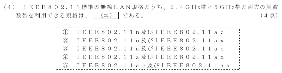 令和６年度 第２回 第一級デジタル通信 技術及び理論 第1問(4)の試験問題原本画像