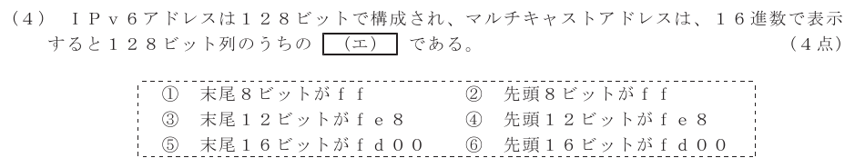 令和６年度 第２回 第一級デジタル通信 技術及び理論 第2問(4)の試験問題原本画像