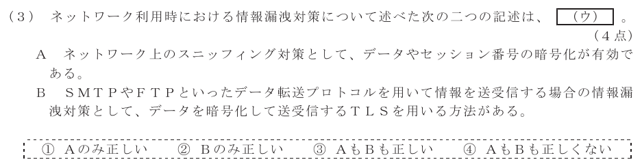 令和６年度 第２回 第一級デジタル通信 技術及び理論 第3問(3)の試験問題原本画像
