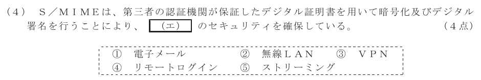 令和６年度 第２回 第一級デジタル通信 技術及び理論 第3問(4)の試験問題原本画像