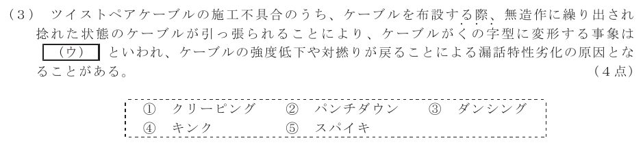 令和６年度 第２回 第一級デジタル通信 技術及び理論 第5問(3)の試験問題原本画像