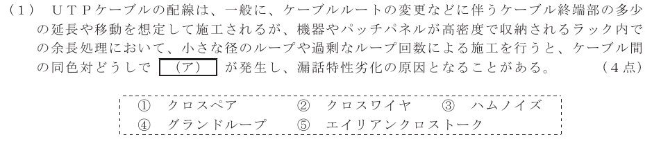 令和７年度 第２回 第一級デジタル通信 技術及び理論 第5問(1)の試験問題原本画像