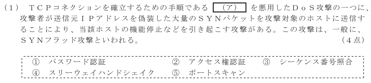 令和８年度 第１回 第一級デジタル通信 技術及び理論 第3問(1)の試験問題原本画像