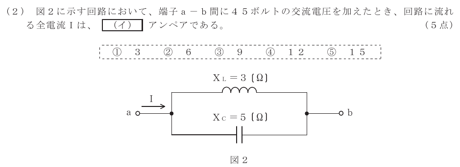 令和３年度 第１回 第一級デジタル通信 基礎 第1問(2)の試験問題原本画像