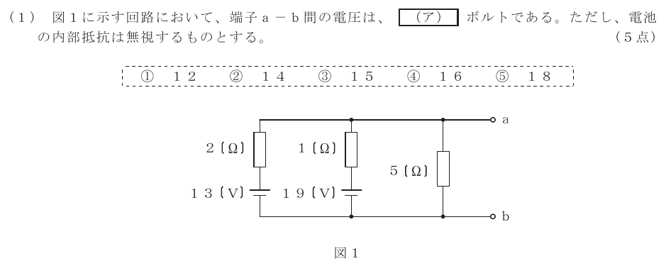 令和３年度 第２回 第一級デジタル通信 第1問(1)の試験問題原本画像
