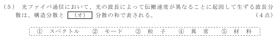 令和３年度 第２回 第一級デジタル通信 第5問(5)の試験問題原本画像