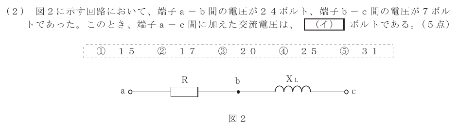 令和４年度 第１回 第一級デジタル通信 第1問(2)の試験問題原本画像