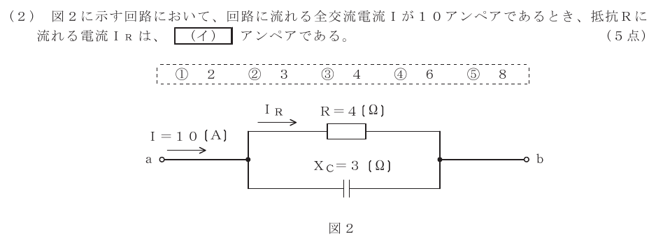 令和４年度 第２回 第一級デジタル通信 第1問(2)の試験問題原本画像