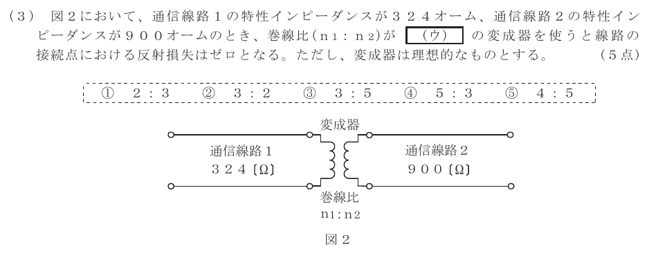令和４年度 第２回 第一級デジタル通信 第4問(3)の試験問題原本画像
