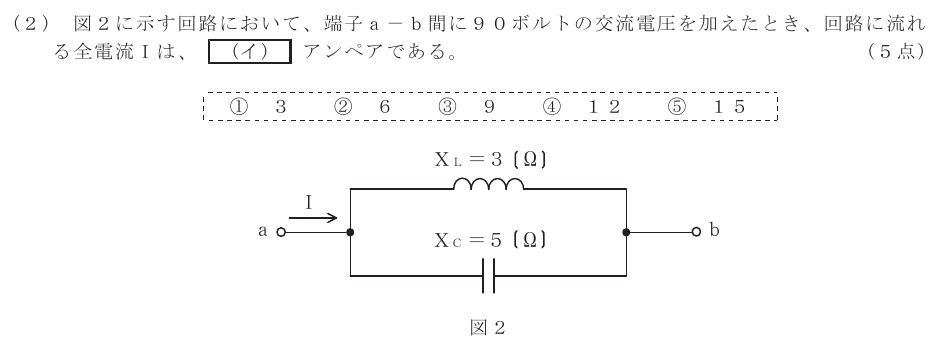 令和５年度 第１回 第一級デジタル通信 第1問(2)の試験問題原本画像