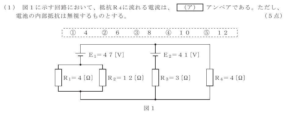 令和５年度 第２回 第一級デジタル通信 第1問(1)の試験問題原本画像