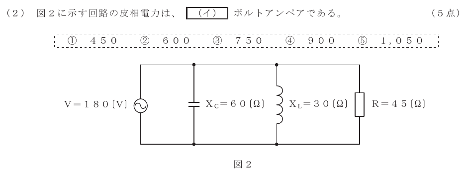 令和５年度 第２回 第一級デジタル通信 第1問(2)の試験問題原本画像