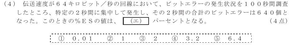 令和５年度 第２回 第一級デジタル通信 第5問(4)の試験問題原本画像