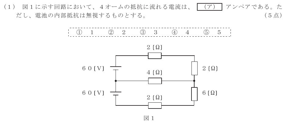 令和６年度 第１回 第一級デジタル通信 第1問(1)の試験問題原本画像