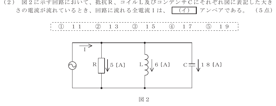 令和６年度 第１回 第一級デジタル通信 第1問(2)の試験問題原本画像