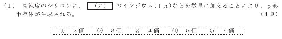 令和６年度 第１回 第一級デジタル通信 第2問(1)の試験問題原本画像