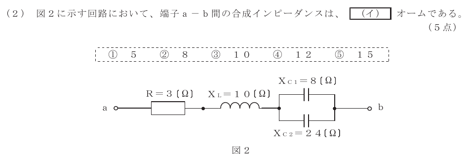 令和６年度 第２回 第一級デジタル通信 第1問(2)の試験問題原本画像