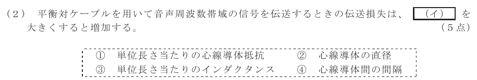 令和６年度 第２回 第一級デジタル通信 第4問(2)の試験問題原本画像