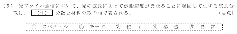 令和６年度 第２回 第一級デジタル通信 第5問(5)の試験問題原本画像