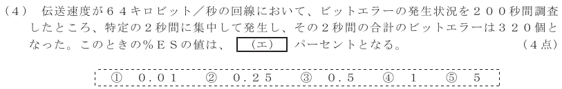 令和７年度 第２回 第一級デジタル通信 第５問(４)の試験問題原本画像