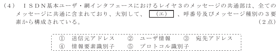 令和４年度 第１回 総合通信 技術及び理論 第3問(4)の試験問題原本画像