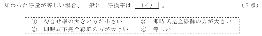 令和４年度 第１回 総合通信 技術及び理論 第5問(2)の試験問題原本画像