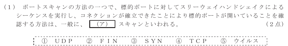 令和４年度 第１回 総合通信 技術及び理論 第6問(1)の試験問題原本画像